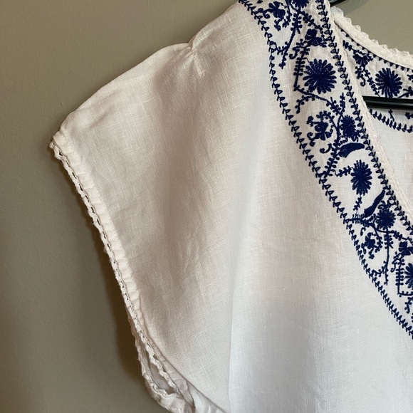 Zara 100% Linen Embroidered Dress Size S - Picture 4 of 8